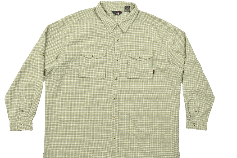 LL Bean Outdoors Shirt Mens XXL Regular Green Plaid Long Sleeve Nylon Blend Hiki